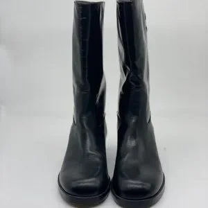 CHANEL Shoes Chanel 2a Calfskin Leather Cc Ascot Mid Calf